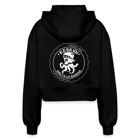 Keskidi Tarifa Online Wear - Explore the high seas with the PULPO Cropped hooded jacket! Its skull graphic that morphs into a playful octopus on the back, capturing the keskidi pirate feel.