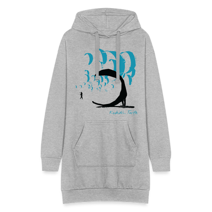 Keskidi Tarifa Online Wear - The Kite Blue Birds Hoodie is as long as a dress, as cozy as it looks! Inspired by the soaring atmosphere on Tarifa beach, comfort and style all day long.