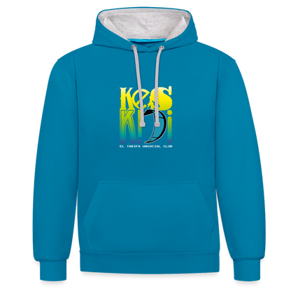 Keskidi KITE Tarifa Hoodie bicolor - Unisex, perfect for beach lifestyle and wind lovers, featuring vibrant blue design.