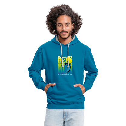 Vibrant unisex Keskidi KITE Tarifa blue hoodie - perfect for wind life and beach lifestyle. Online street-surf wear. Full power clothing.