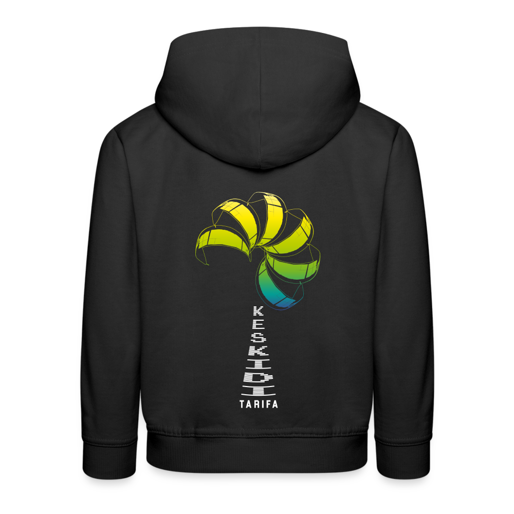 Keskidi Tarifa Online Wear - Let your little one harnessing the wind's power through Tarifa lifestyle. The hoodie boast wind turbine with a kite move on the back and #KESKIDI on the front.