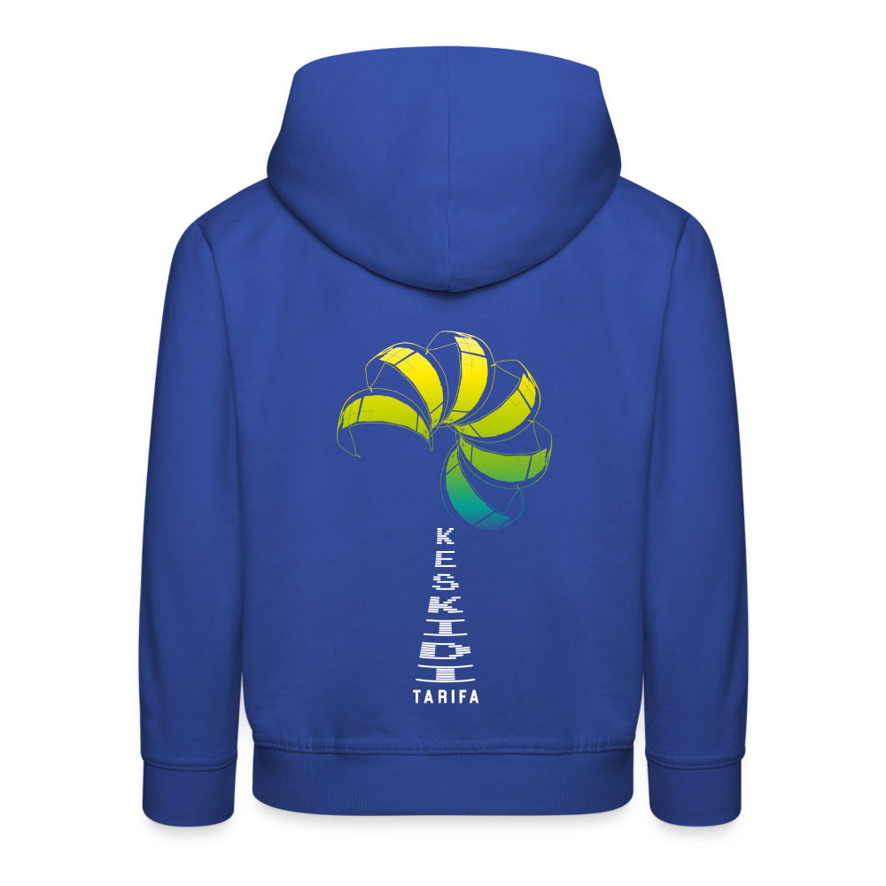 Keskidi Tarifa Online Wear - Let your little one harnessing the wind's power through Tarifa lifestyle. The hoodie boast wind turbine with a kite move on the back and #KESKIDI on the front.