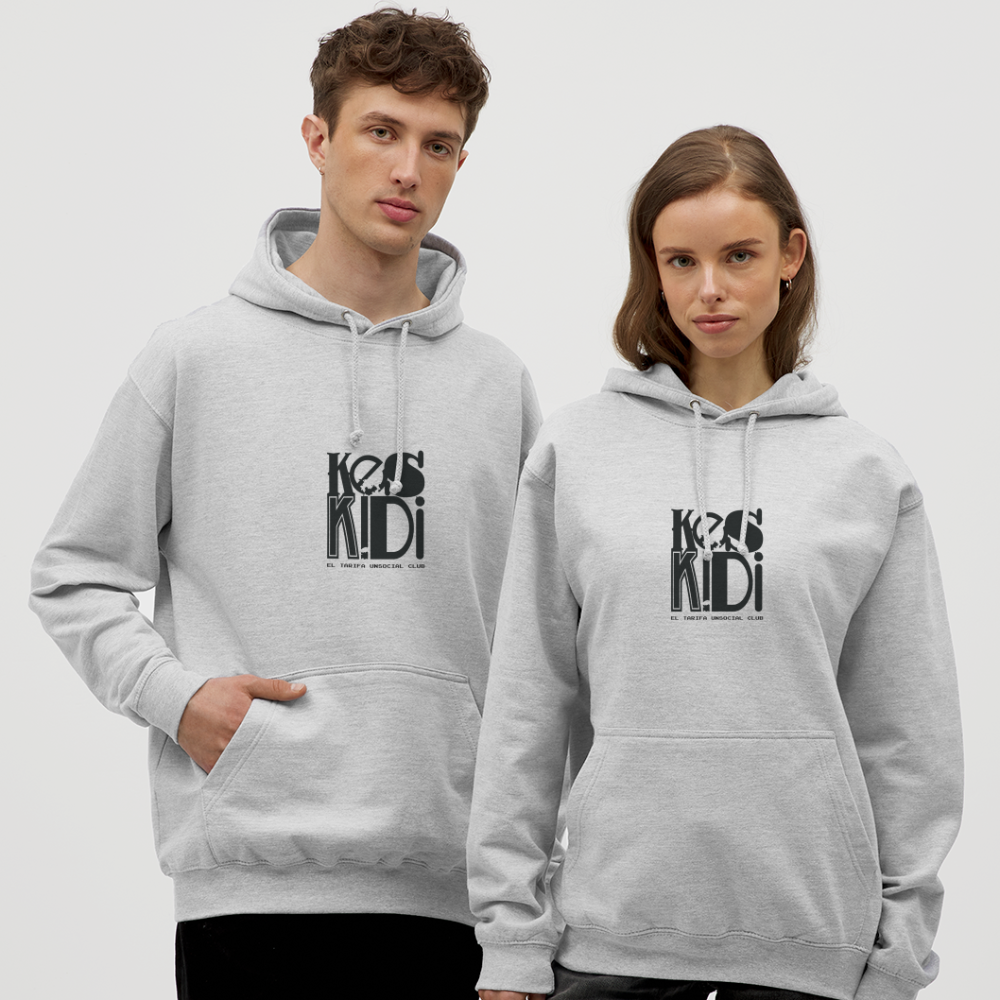 Keskidi Tarifa Online Wear - Cozy and warm, this heather grey hoodie is a must-have. Featuring Keskidi, El Tarifa unsocial club, for those who are about nature, adventure and freedom.