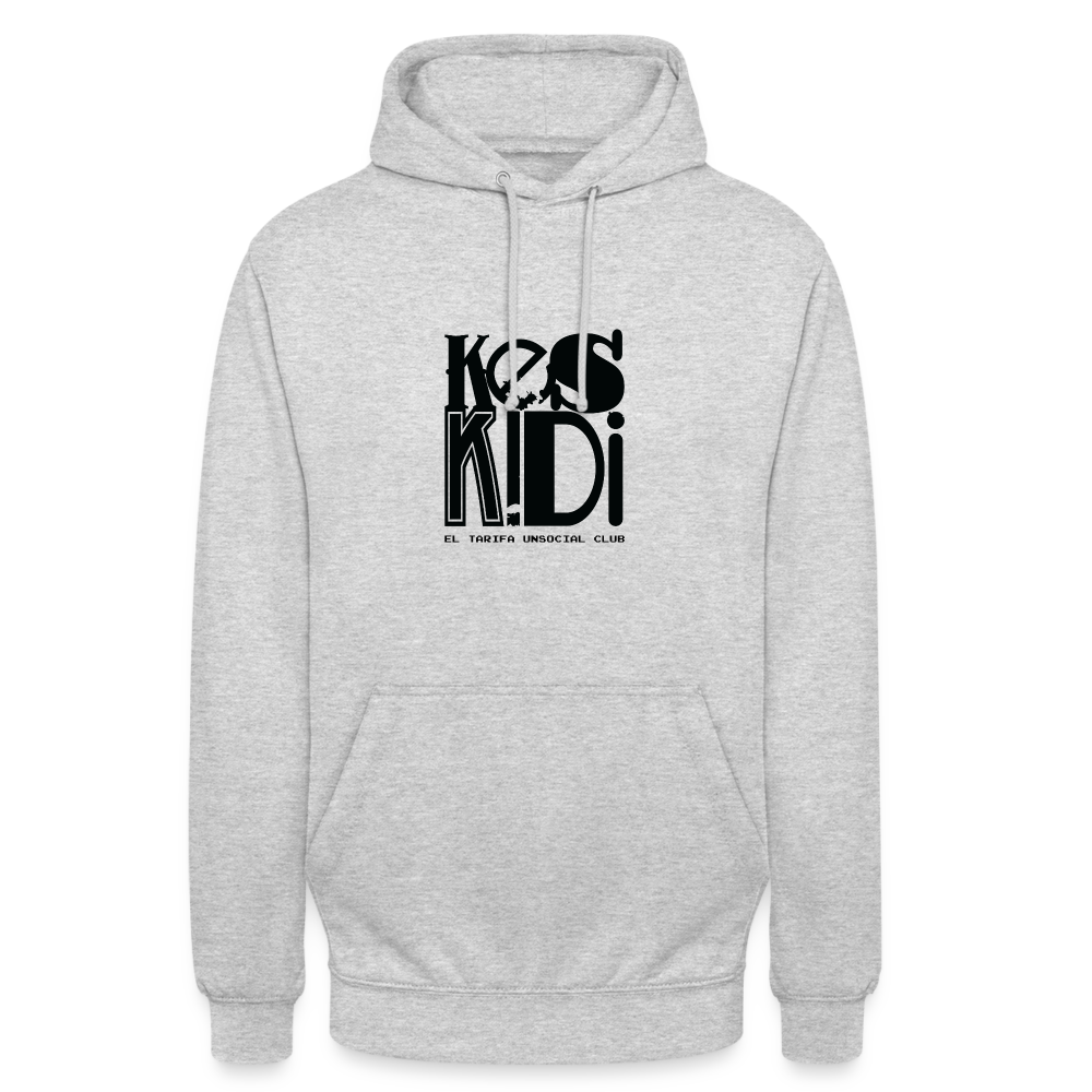 Keskidi Tarifa Online Wear - Cozy and warm, this heather grey hoodie is a must-have. Featuring Keskidi, El Tarifa unsocial club, for those who are about nature, adventure and freedom.