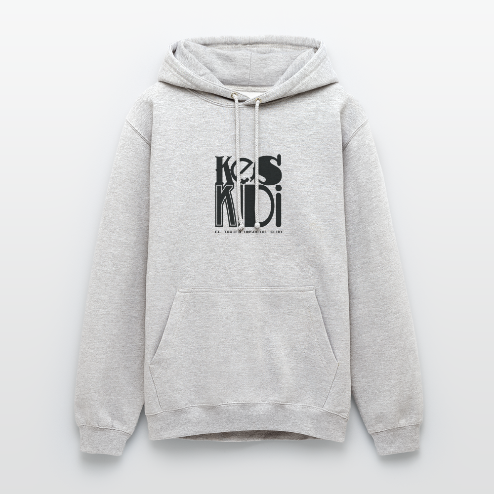 Keskidi Tarifa Online Wear - Cozy and warm, this heather grey hoodie is a must-have. Featuring Keskidi, El Tarifa unsocial club, for those who are about nature, adventure and freedom.